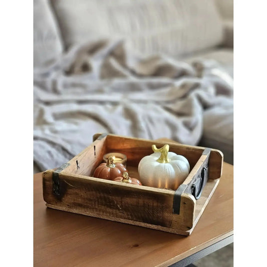 Tablett Ziegelform Kiste Holzkasten recyceltes Holz Landhaus Kasten 31x25 cm - Yabubest - Home & More