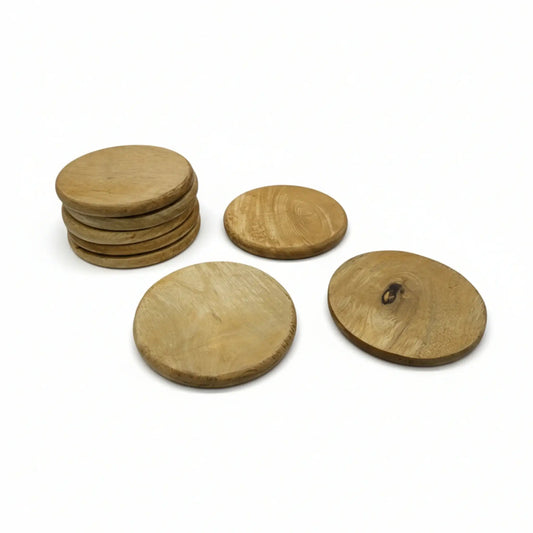 Teakholz Untersetzer rund 10 cm 8er Set – für Getränke & Raclette Rustikale Tischdeko - Yabubest - Home & More