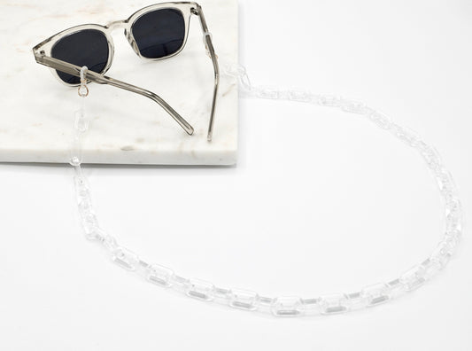 Brillenkette XS Transparent Acryl mit flexiblen Gummihalterungen