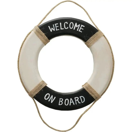 Wandbild Rettungsring Maritim schwarz 20 cm Holz Wanddeko Jute Deko Küs - Yabubest - Home & More